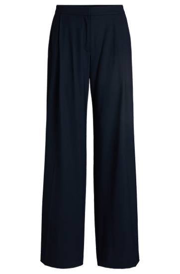 Housut BOSS Regular-Fit Pleated Trousers Tummansininen | 50530103