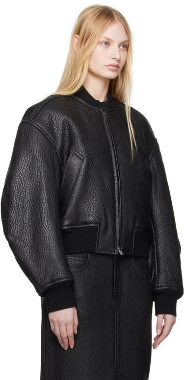 Bomber-takki Alexander Wang Alexander Wang Cropped Leather Bomber Jacket Musta | 1WC1252627, 1