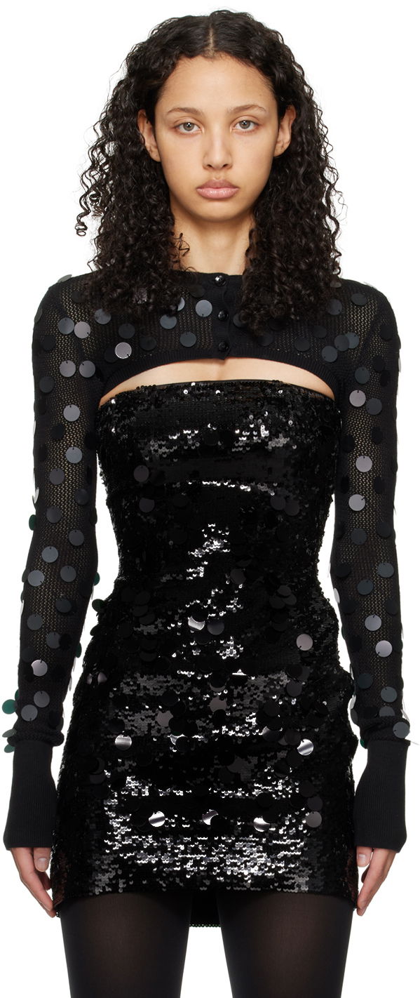 Mekko GUIZIO Guizio Paillette Micro Bolero Cardigan Musta | R24611S003