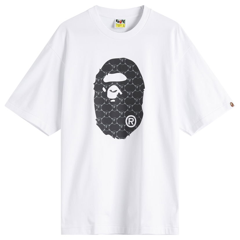 T-paita BAPE A Bathing Ape Collegeonogram Ape Head Relaxed Fit T-Shirt, Size Large Valkoinen | 001TEL301334M-WHT