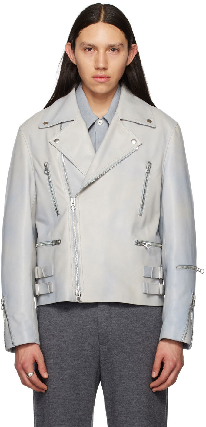 Takki Jil Sander Jil Sander Eldorado Leather Jacket Harmaa | J22BN0122_J07036