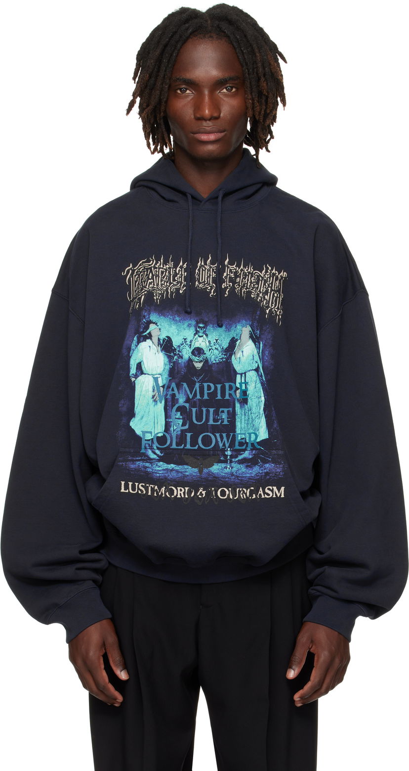 Huppari VETEMENTS Vetements Cradle of Filth 'Vampire Cult' Oversized Hoodie Tummansininen | UCF76HD700N