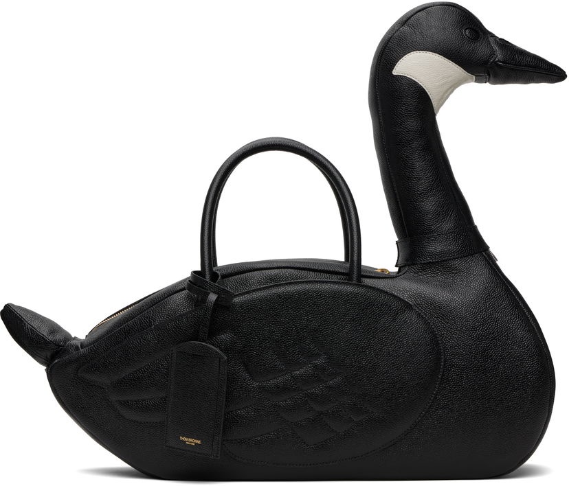 Käsilaukku Thom Browne Thom Browne Pebble Grain Goose Bag Musta | UAG227A-00198