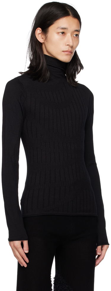 T-paita Dion Lee Fitted Ribbed Turtleneck Top Musta | C7104F22, 1