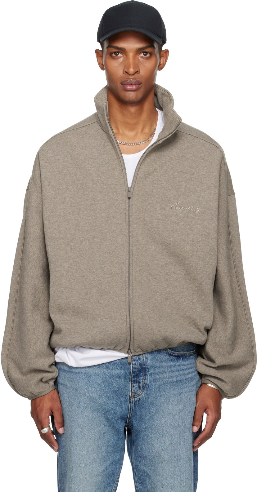 Takki Fear of God Fear of God ESSENTIALS Modern Fit Fleece Track Jacket Harmaa | 202SP256893F
