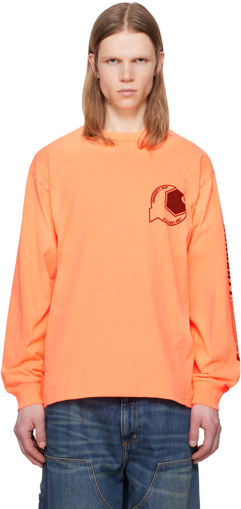 T-paita Carhartt WIP Carhartt WIP Long Sleeve Industry T-Shirt Oranssi | I034411
