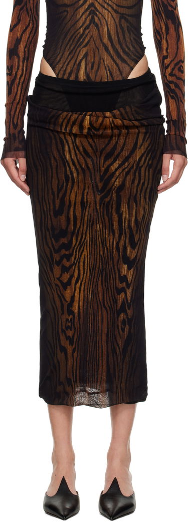 Hame Jean Paul Gaultier Jean Paul Gaultier 'The Long Draped Wood' Midi Skirt Ruskea | 25/03-W-SK011-M002P-0060, 0
