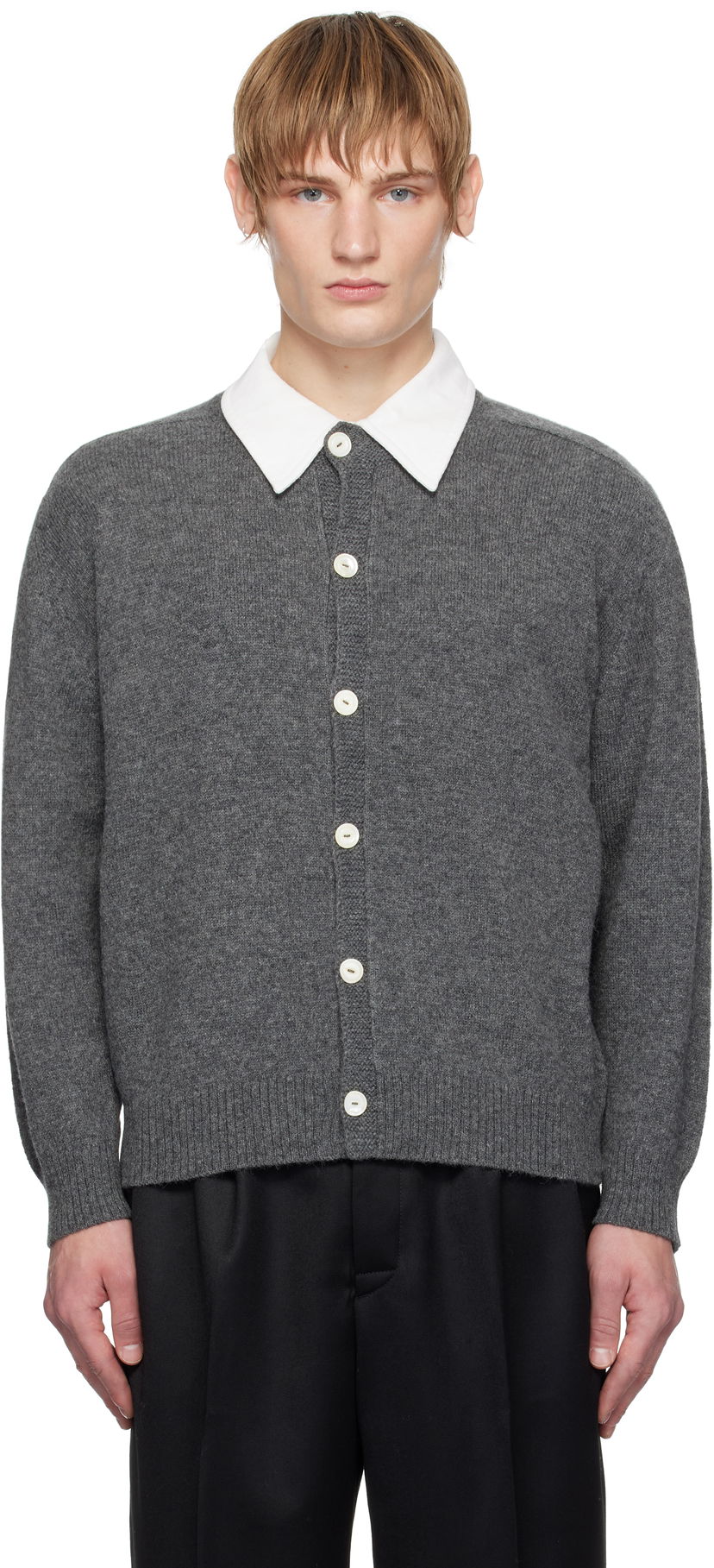 Villapaita Bode Wool Knit Cardigan Harmaa | MRF24KT037