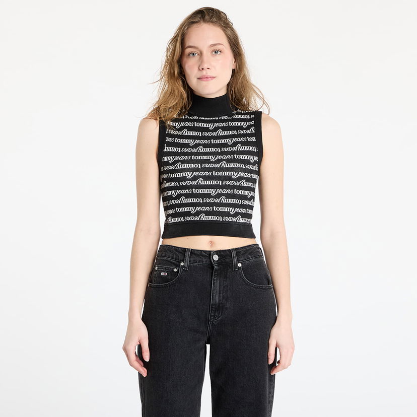 Tankkitoppi Tommy Hilfiger Tommy Jeans Crop Script Vest Musta | DW0DW19346 0GM