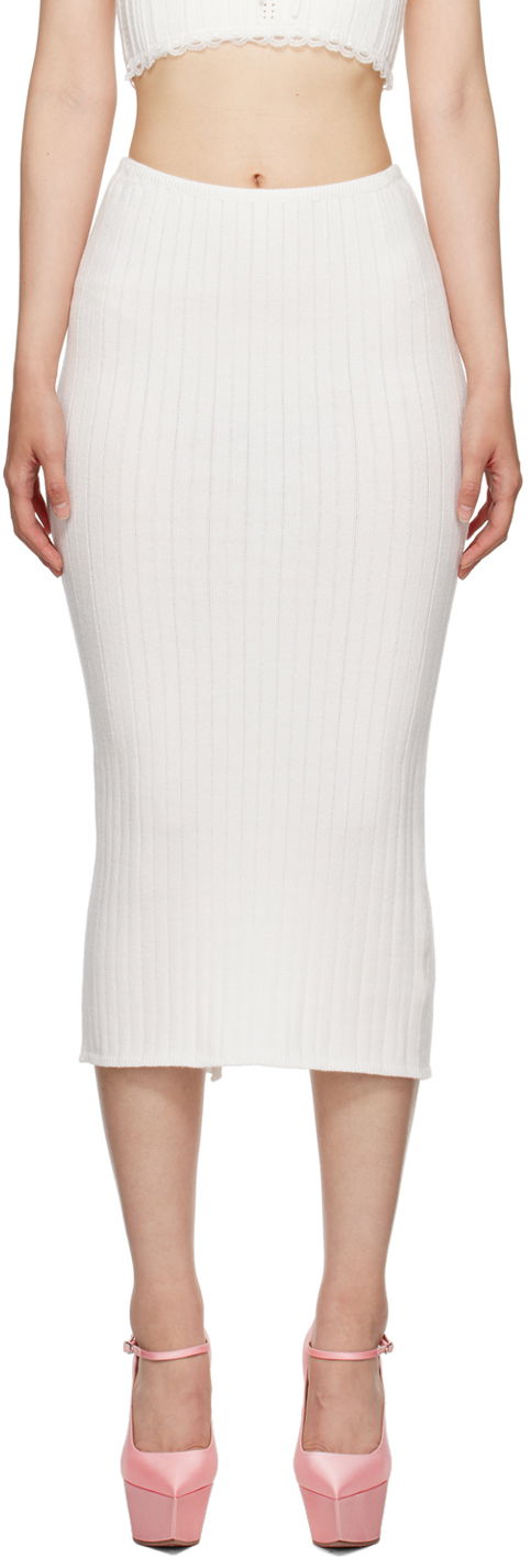 Hame GUIZIO Guizio Ribbed Midi Skirt Valkoinen | H23613S011