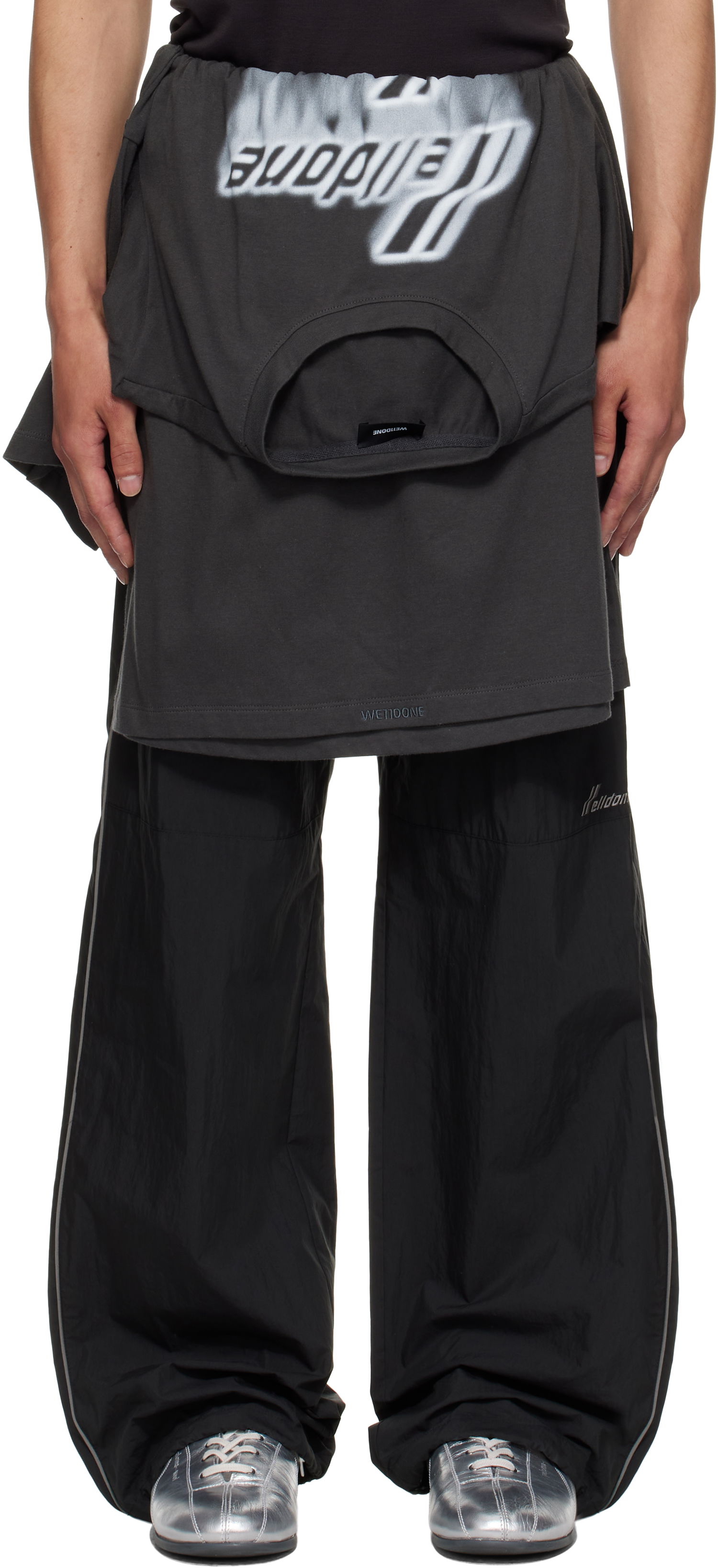 Housut We11done We11done Layered Track Pants Musta | WD-PT2-25-250-U-BK, 0