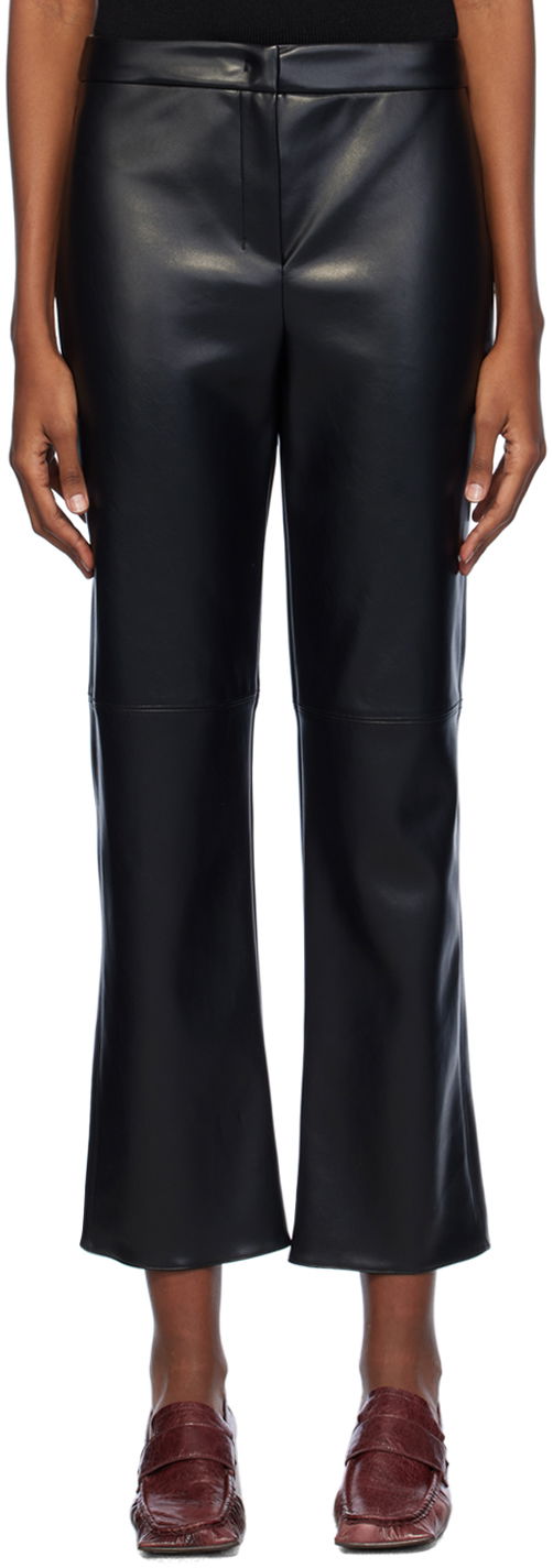 Housut Max Mara Max Mara Sublime Faux-Leather Cropped Flare Trousers Musta | 2419781011600 MM13037