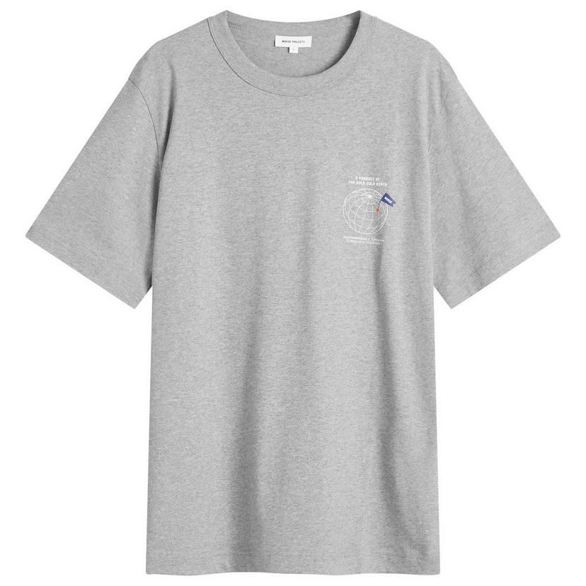 T-paita NORSE PROJECTS Norse Projects Holger Globe Print T-Shirt, Size Large Harmaa | N01-0682-1500
