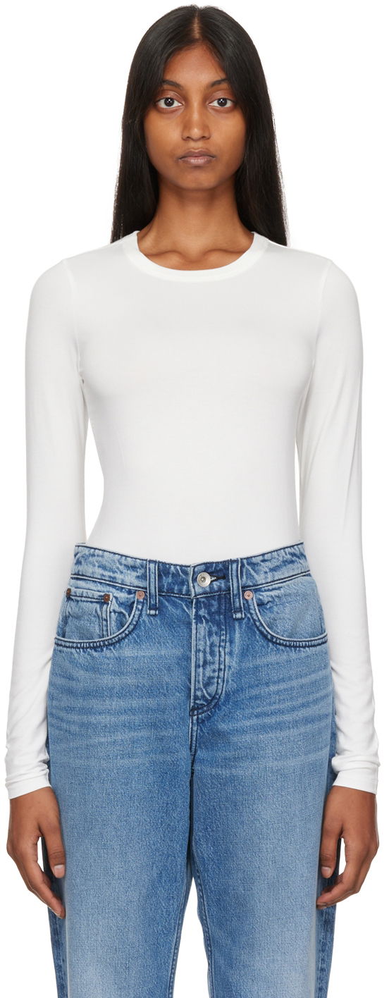 T-paita rag & bone Luca Long Sleeve T-Shirt Valkoinen | WAC22FT030NH30