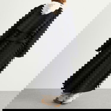 Trenssitakki SKIMS Boyfriend Fleece Trench Coat Musta | LS-LST-8018W-ONX, 3