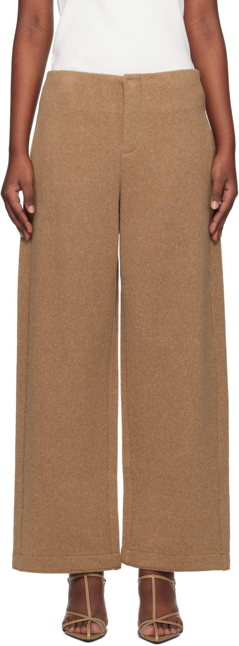 Housut Max Mara Max Mara Arca Wide-Leg Wool Trousers Ruskea | 2511781088600
