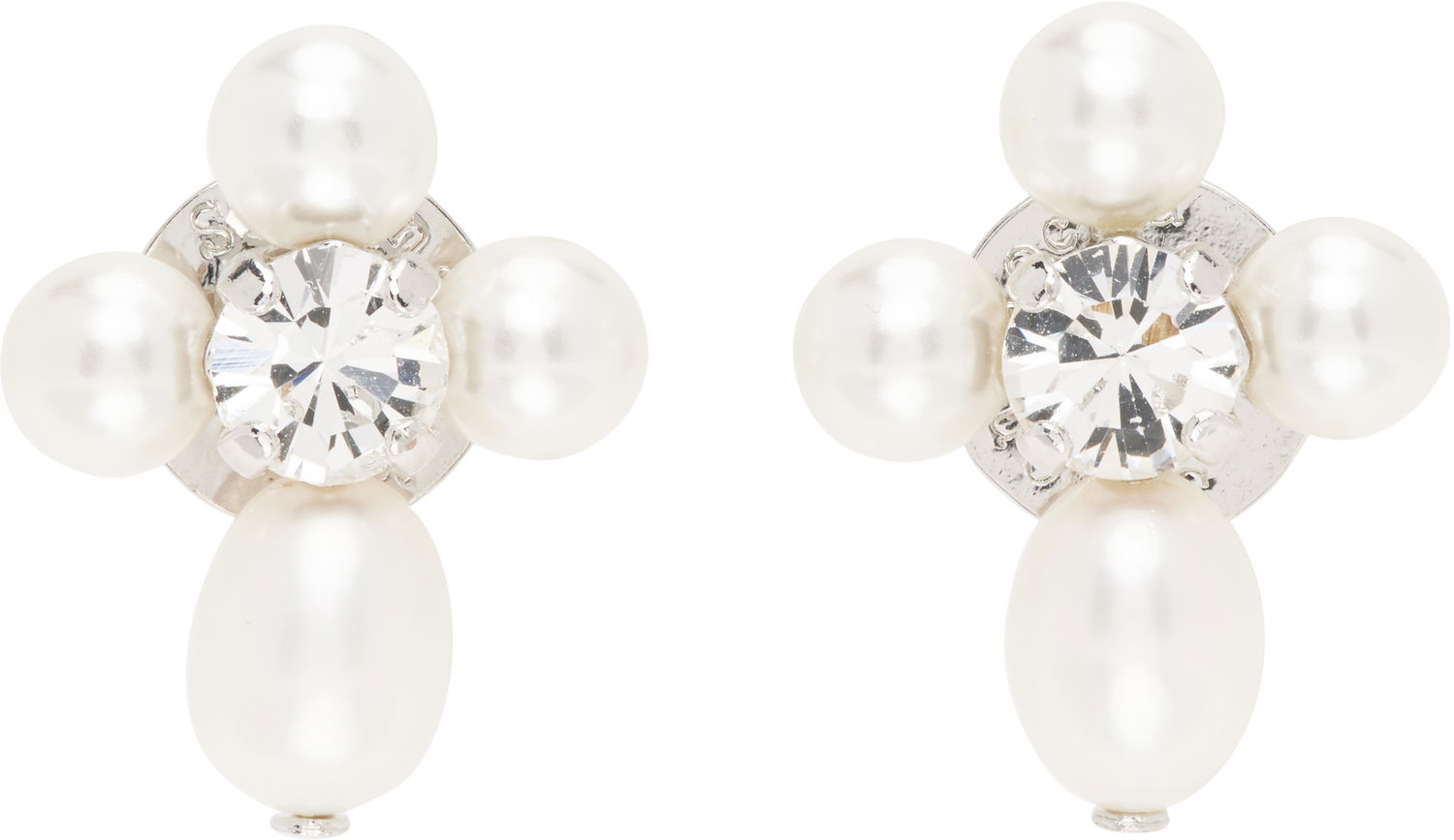 Korvakorut Simone Rocha Simone Rocha Pebble Pearl Crystal Cluster Drop Earrings Valkoinen | ERG535 0913, 0