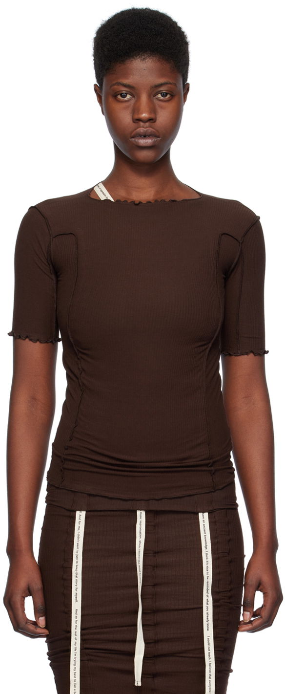 T-paita Baserange Omato Brown Fitted T-Shirt Ruskea | TTO3-RB-SP24