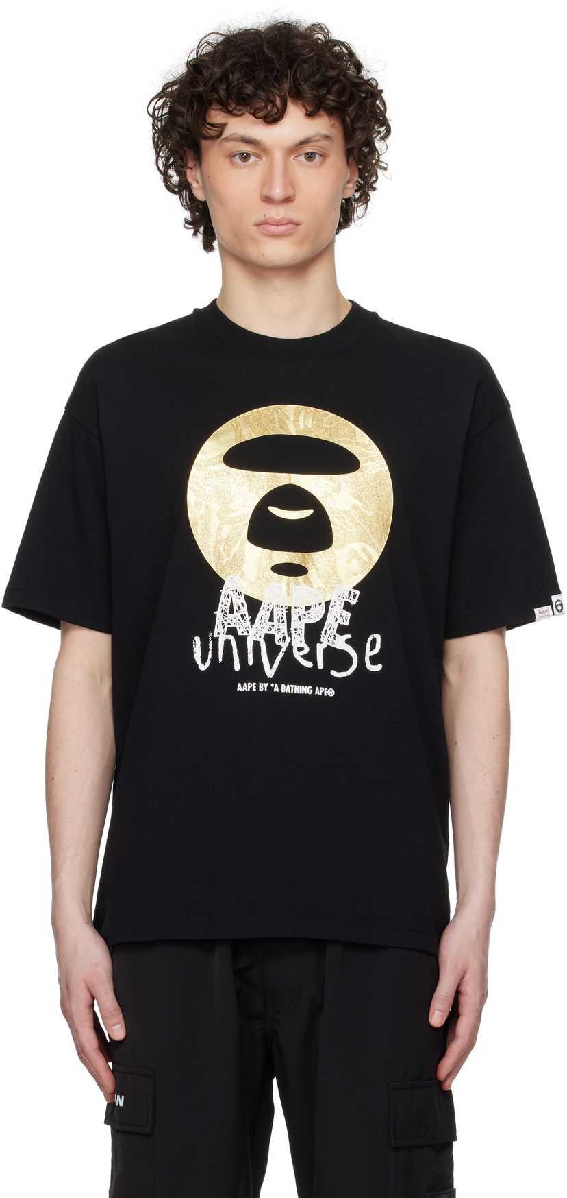 T-paita AAPE by A Bathing Ape AAPE by A Bathing Ape Universe Logo T-Shirt Musta | AAPTEM1648XXNBKX