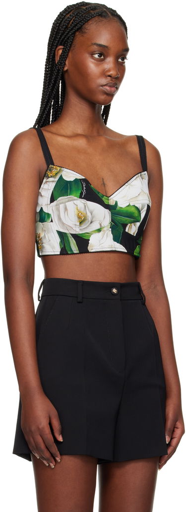 Crop top Dolce & Gabbana Dolce&Gabbana Gardenia Print Crop Tank Top Musta | F7T18T FSSK2, 1