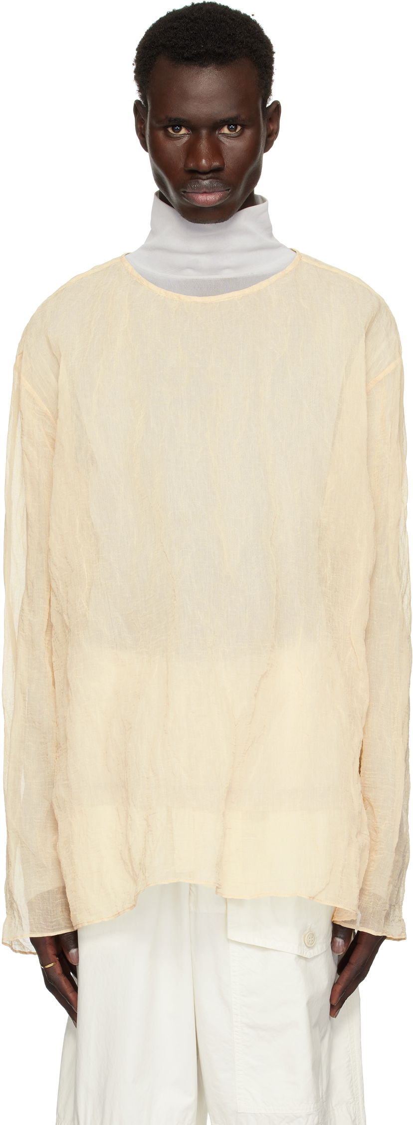 Villapaita Dries Van Noten Dries Van Noten Long Sleeve Top Beige | 251-020740-1265