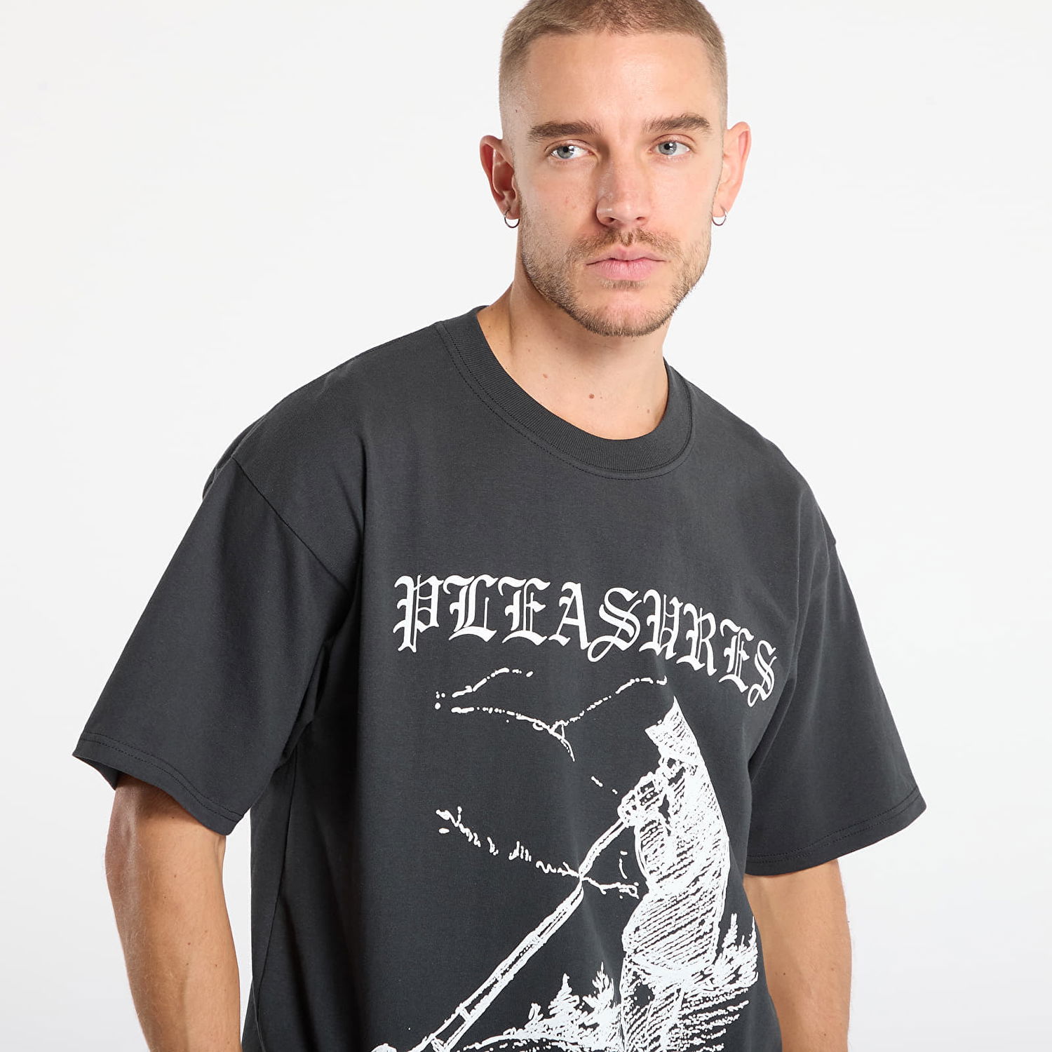 T-paita Pleasures Pipe T-Shirt XXL Harmaa | P25F079-BLACK, 1
