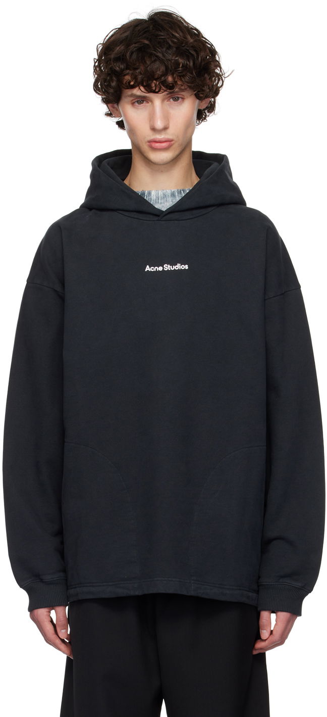 Huppari Acne Studios Black Printed Logo Hoodie Musta | CI0170-