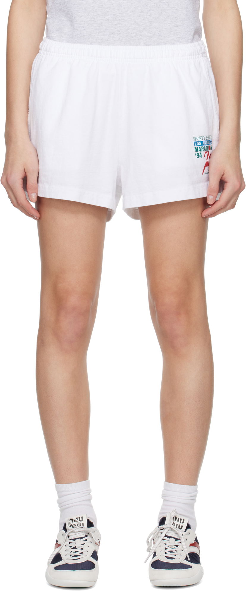 Shortsit Sporty & Rich Sporty & Rich 'LA Marathon' Disco Shorts Valkoinen | SH037622171WH01