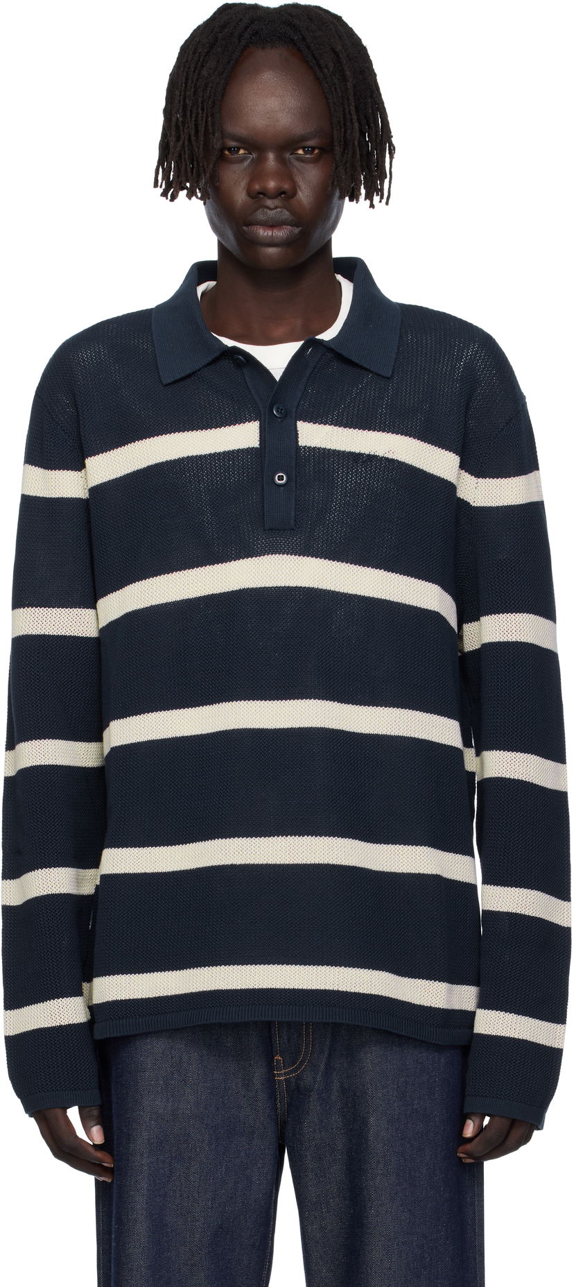 Poolopaita CALVIN KLEIN Calvin Klein Long Sleeve Striped Polo Tummansininen | 81B388G