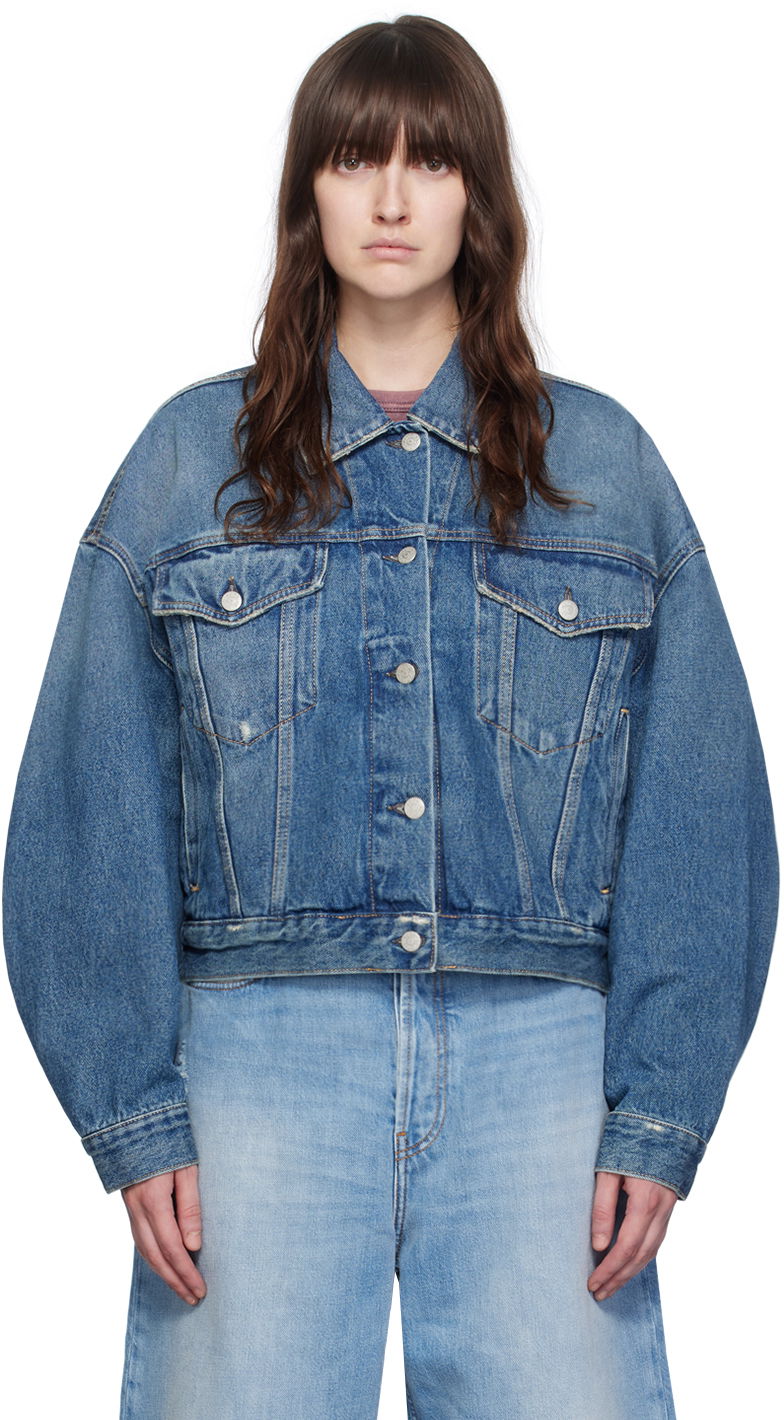 Takki Acne Studios Blue Relaxed Cropped Fit Denim Jacket Sininen | A90390-