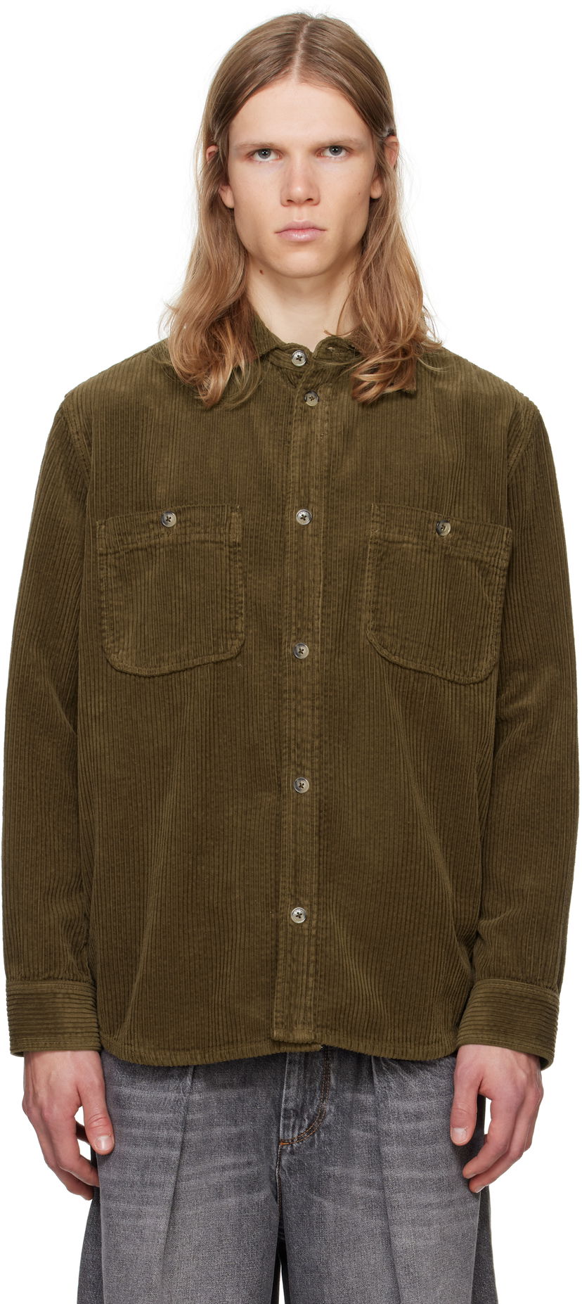 Paita ISABEL MARANT Isabel Marant Nario Corduroy Shirt Vihreä | CH0198HA-B4G03H