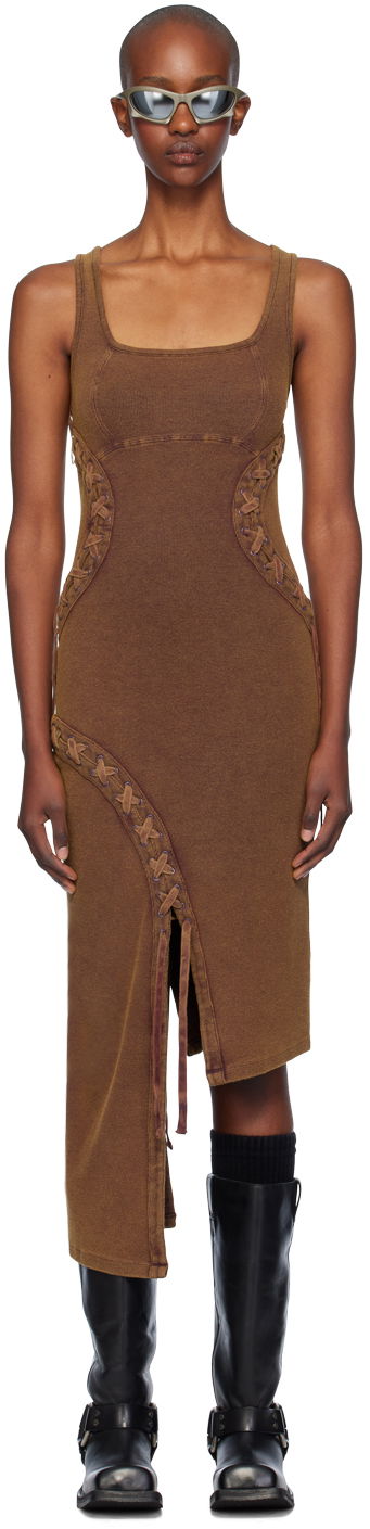 Mekko Feng Chen Wang Feng Chen Wang Lace Knit Midi Dress Ruskea | FWF18DR02C, 0