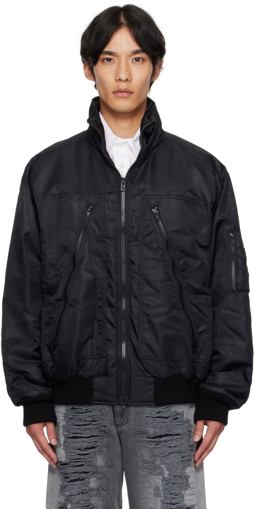Bomber-takki Maison Margiela MM6 Maison Margiela Sports Bomber Jacket Musta | SH0AM0053 M35257