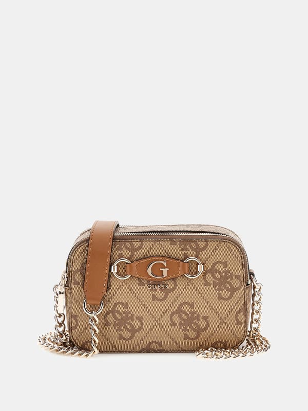 Käsilaukku GUESS Izzy 4G Logo Mini Crossbody Bag Ruskea | HWOS8654140