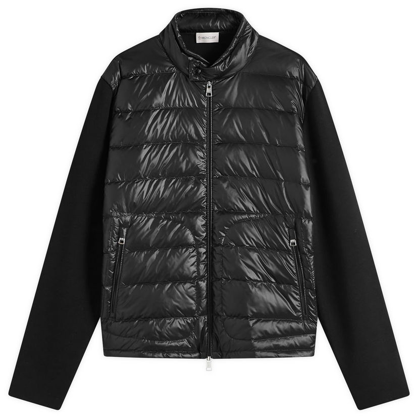 Puffer takki Moncler Extrafine Wool Cardigan Hybrid Jacket, Size Large Musta | 9B000-16-M1131-999