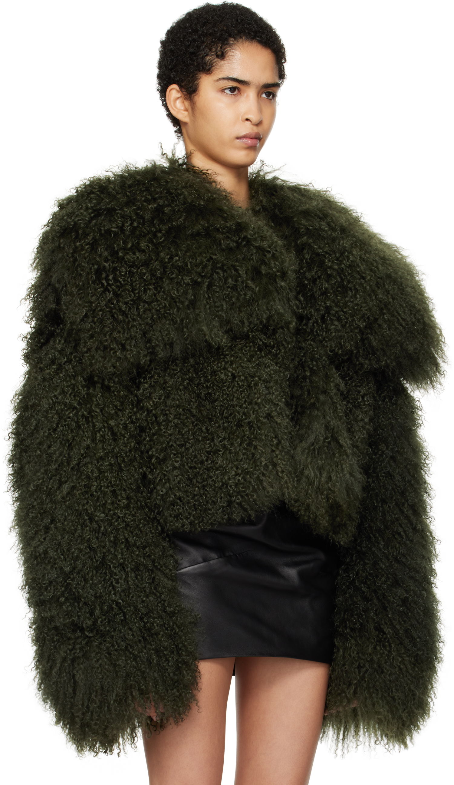 Takki The Attico Attico Cropped Shearling Jacket Vihreä | 250WCB00081 LBT044AA, 1