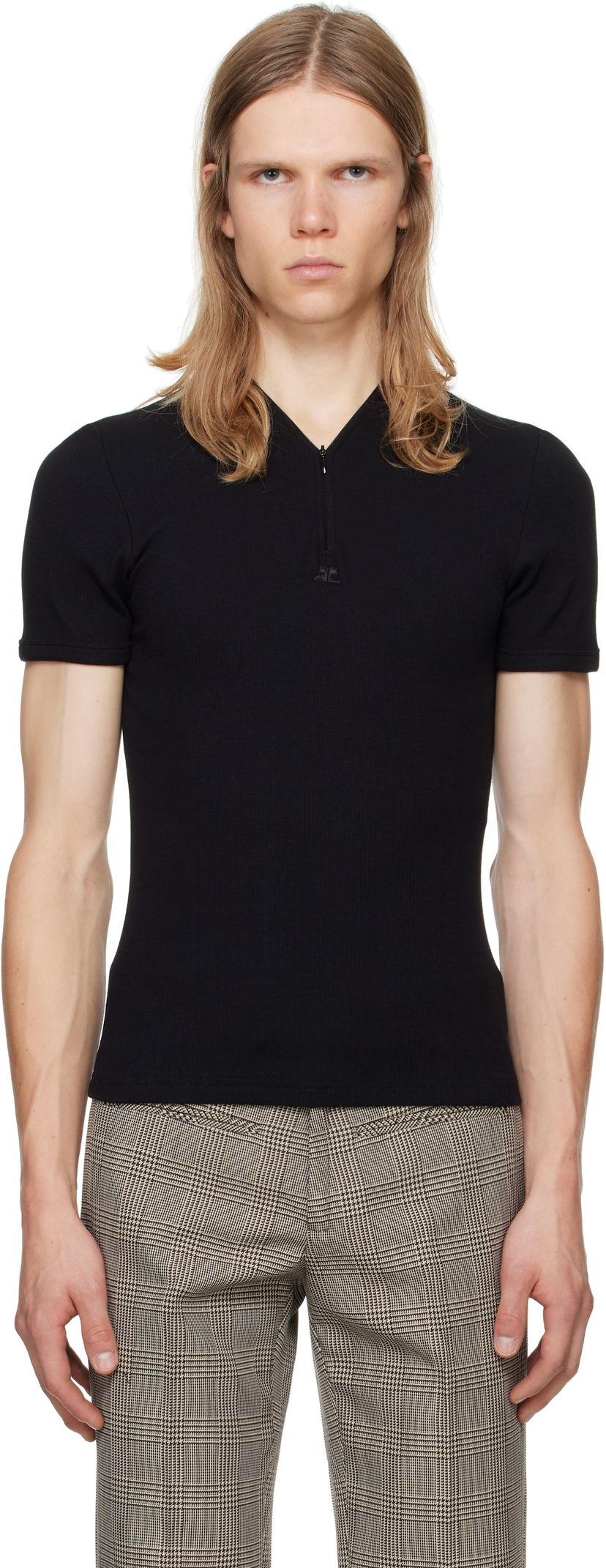 T-paita Courrèges 90's Rib Zipped T-Shirt Musta | 324JTS145JS0121