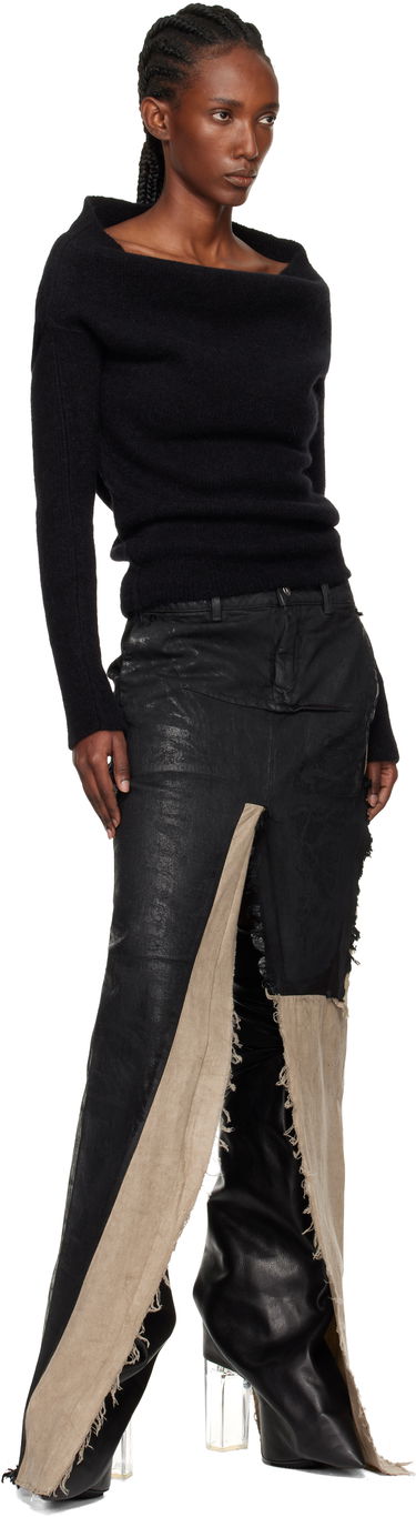 Villapaita Rick Owens Rick Owens Concordians Runway Draped Neck Long Sleeve Sweater Musta | RO02E4675 KWP, 3