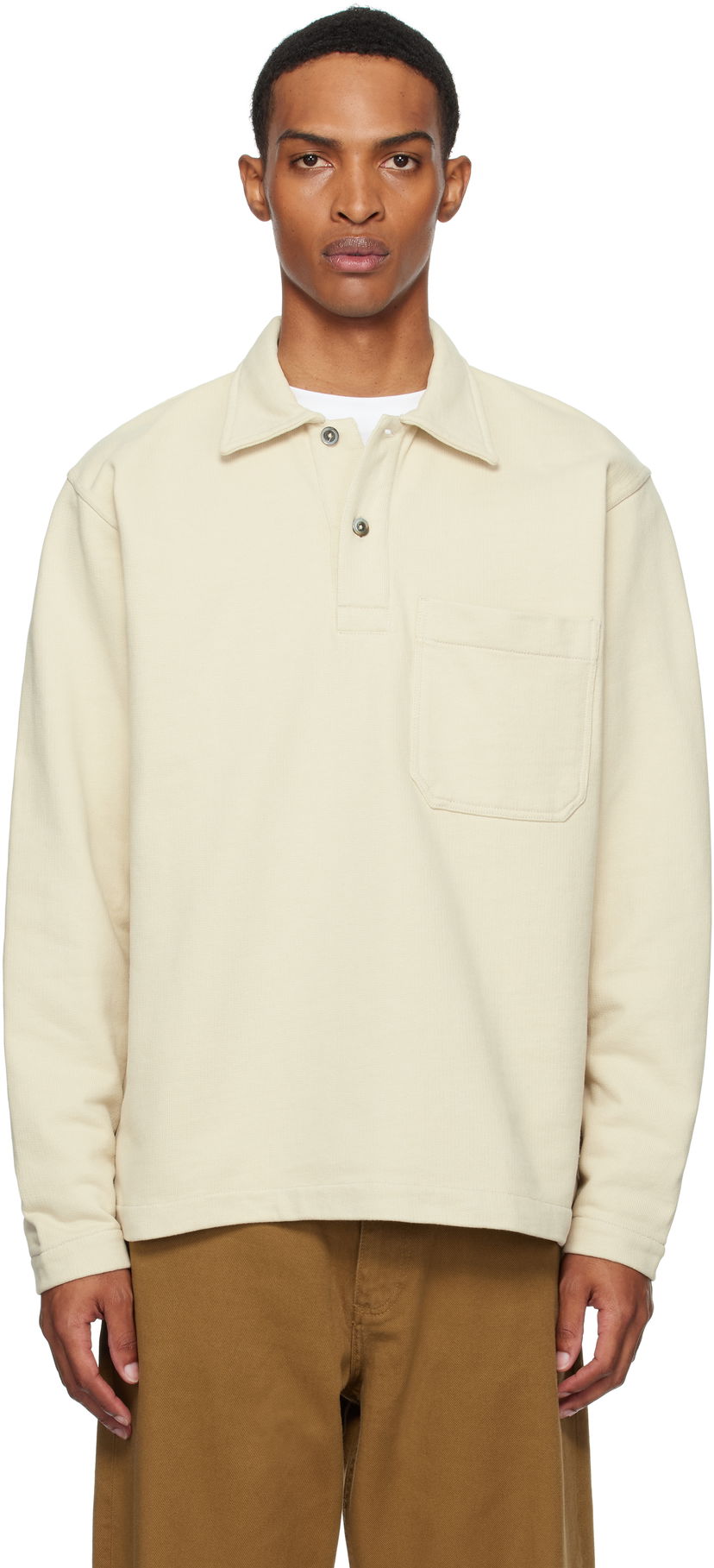 Poolopaita NORSE PROJECTS Norse Projects Fraser Relaxed Organic Loopback Long Sleeve Polo Beige | N20-1377