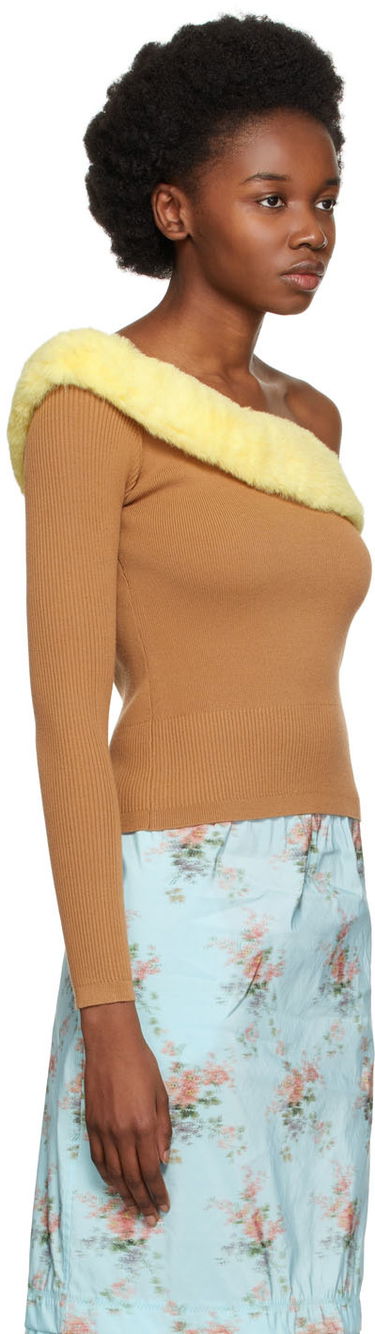 Villapaita Blumarine One Shoulder Faux Fur Trimmed Sweater Vaaleanpunainen | 2M181A, 4