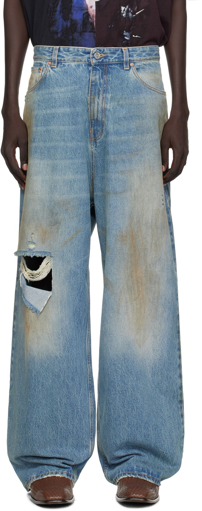 Jeans VETEMENTS Vetements Distressed Baggy Jeans Sininen | UH76DP180LD
