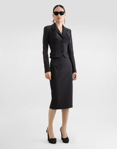 Takki Dolce & Gabbana Dolce & Gabbana Short Single-breasted Cady Jacket Musta | F27FBTFUUC7N0000, 1