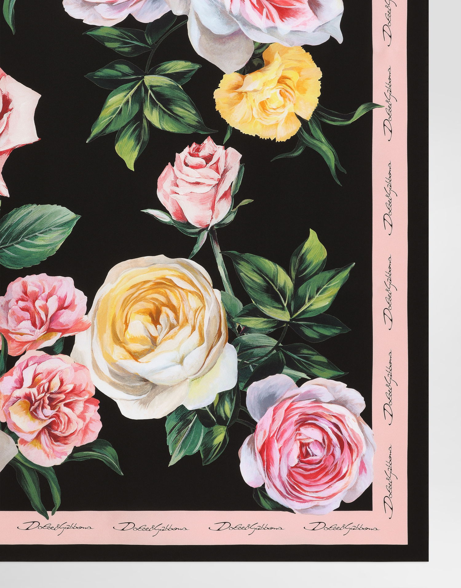 Huivi Dolce & Gabbana Dolce & Gabbana Rose and Peony Print Silk Twill Square Scarf Musta | FN090RGDCUIHH5IY, 1
