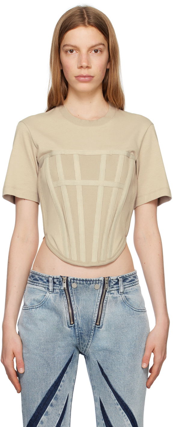 T-paita Dion Lee Dion Lee Corset T-Shirt Beige | C3097P23