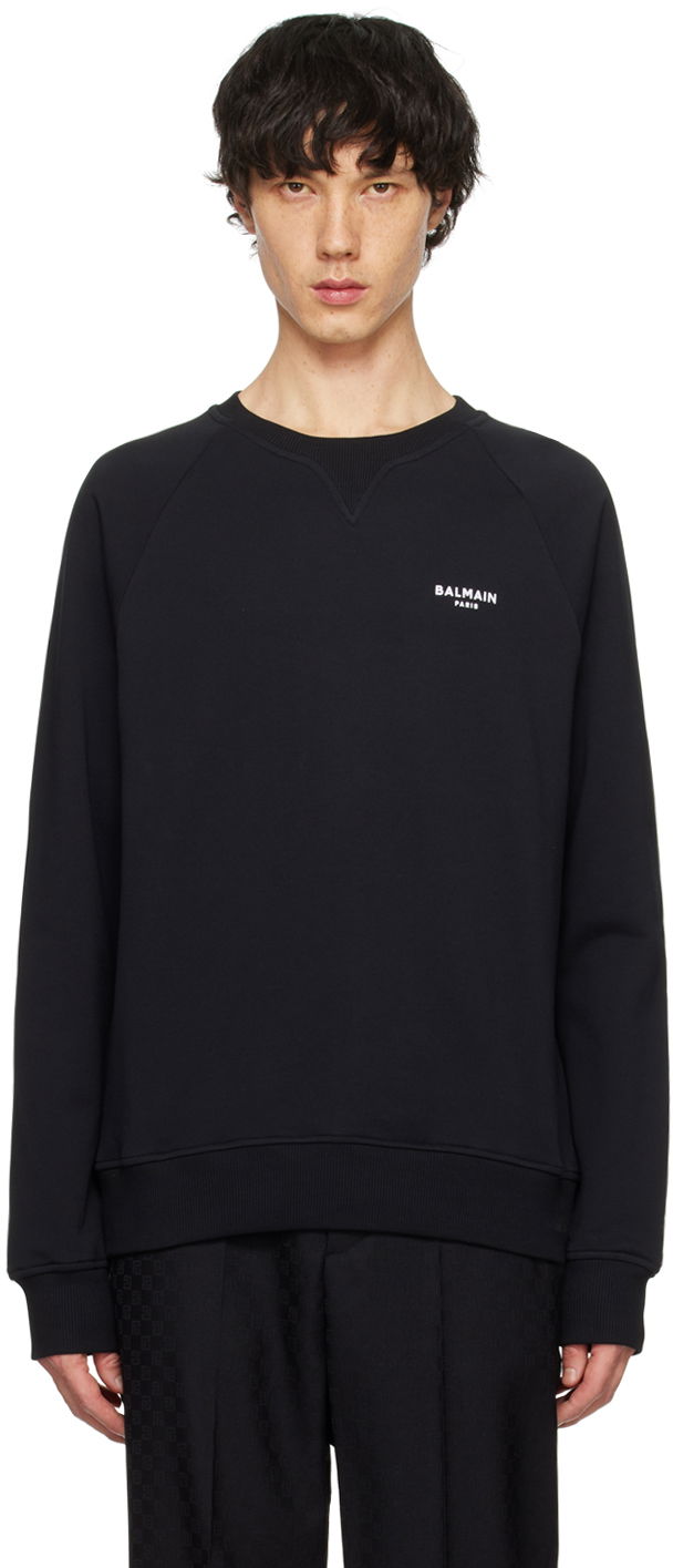 Huppari Balmain Flocked Sweatshirt Musta | CH1JQ005BB04