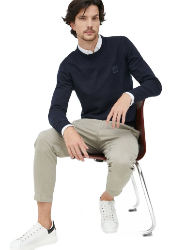 Villapaita BOSS Crewneck Sweater Tummansininen | 50471343