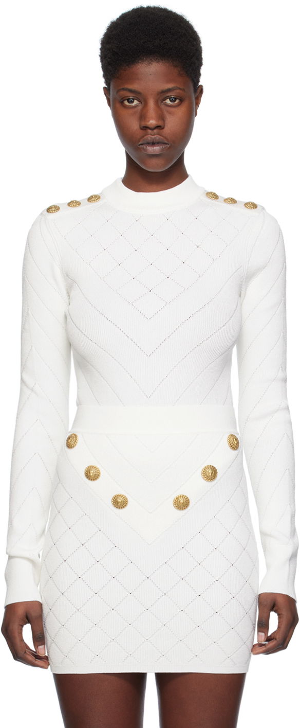 Body Balmain Cutout Bodysuit Valkoinen | CF1BG240KF53