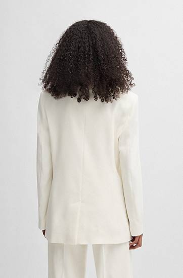 Takki BOSS Oversized Linen Blend Blazer Valkoinen | 50537590, 1