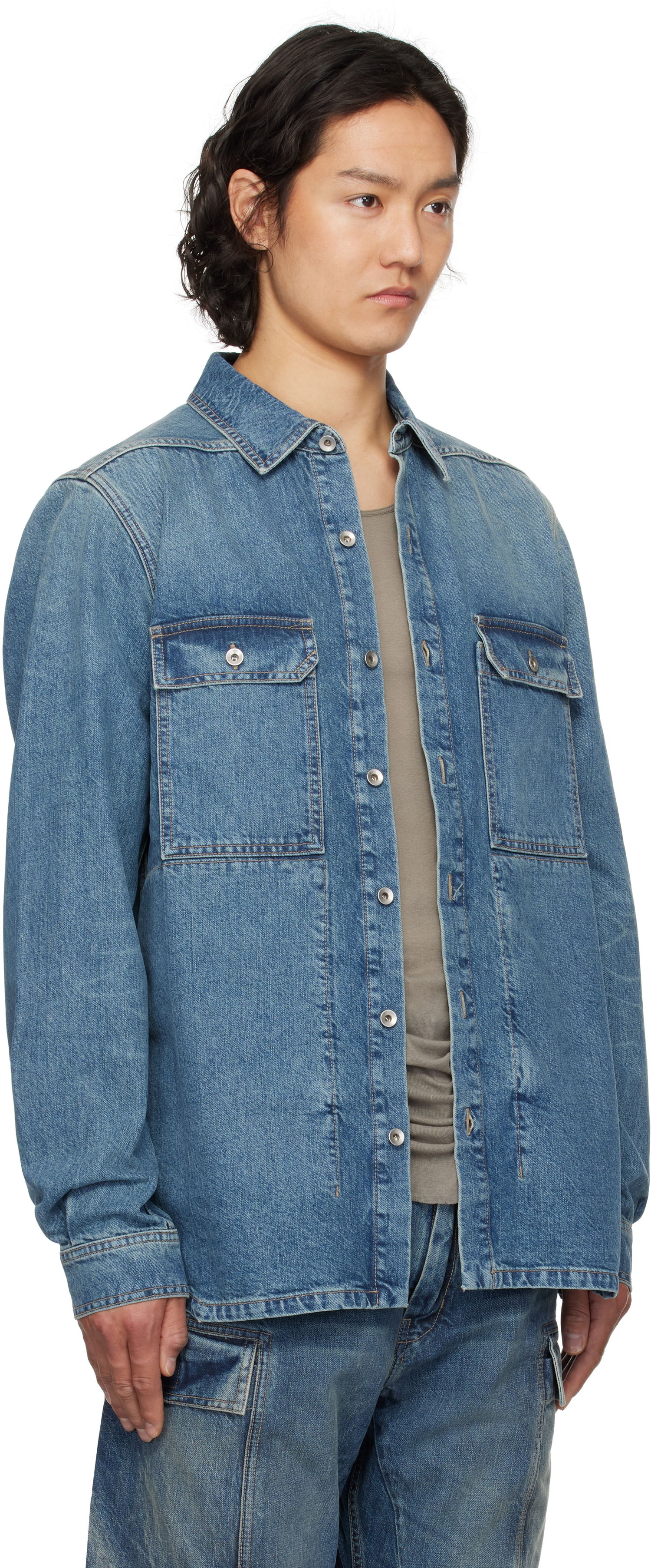 Paita Rick Owens Rick Owens DRKSHDW Denim Overshirt Sininen | DU01E3755 DWB, 1