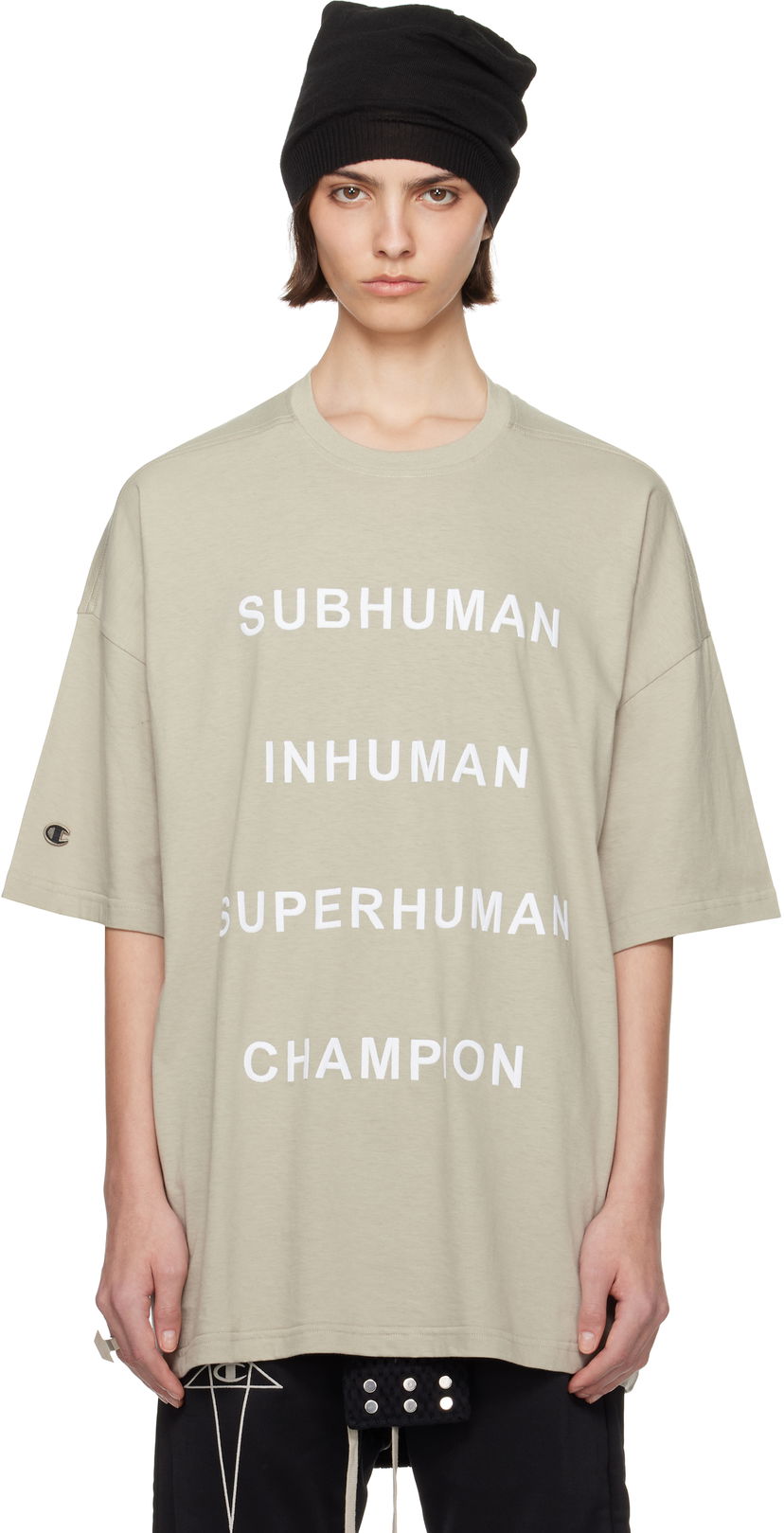 T-paita Rick Owens Rick Owens Champion Edition Tommy T-Shirt Beige | CW01E1675 CHJG